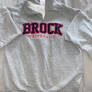Quarter zip gray hoodie from brock university
